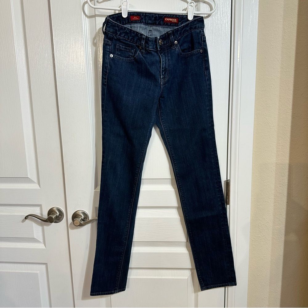 💚 A20-Express Mia Ultra Skinny Womens Size 0R Dark Wash Denim Skinny Jeans